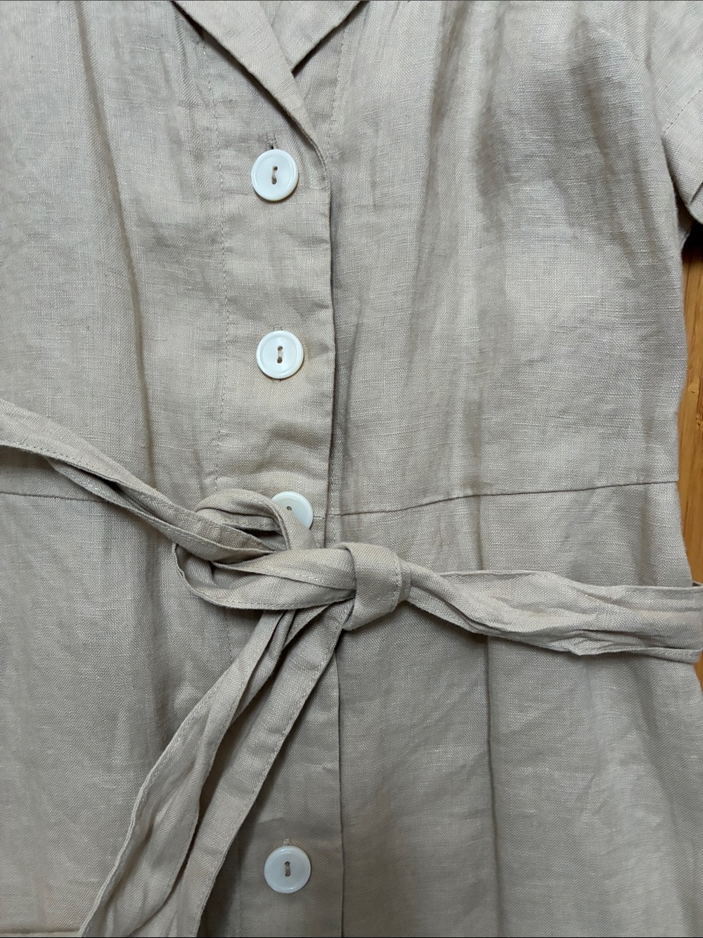 Quince Tan Short-Sleeve Button-Front Midi Dress - Picture 3 of 6